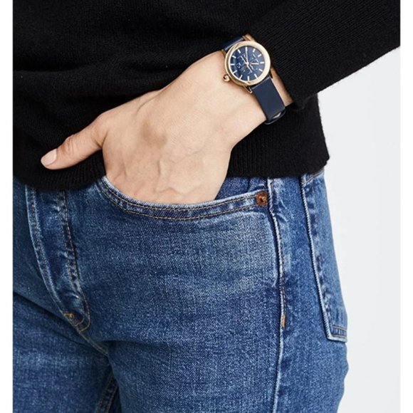 ? NEW Tory Burch Gigi Round Navy Watch main image 5